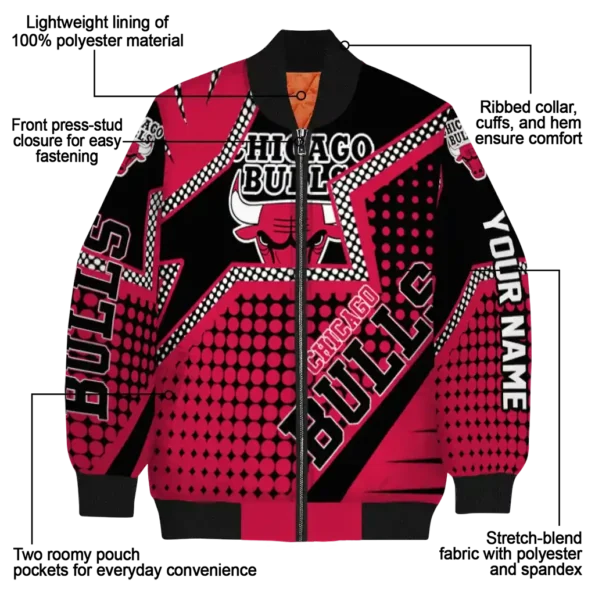 customized chicago bulls star burst red bomber jacket new arrival
