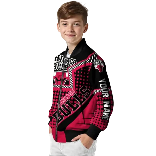 customized chicago bulls star burst red bomber jacket trendy