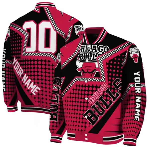 customized chicago bulls star burst red varsity jacket fashion forward.webp