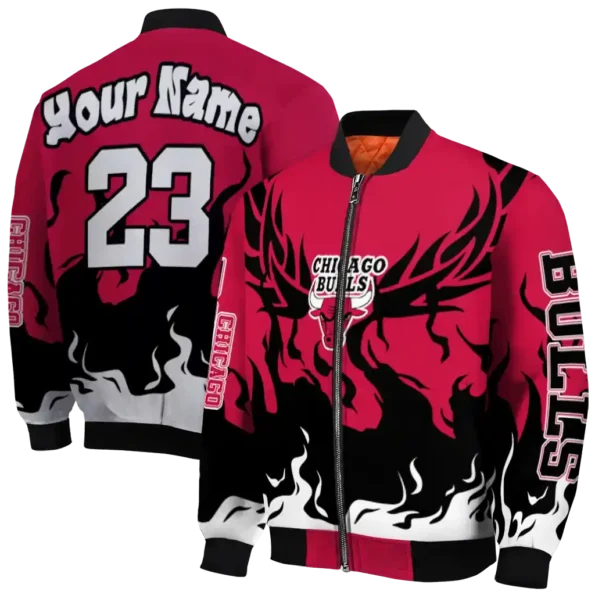 customized chicago bulls winged blaze red white bomber jacket fashion forward