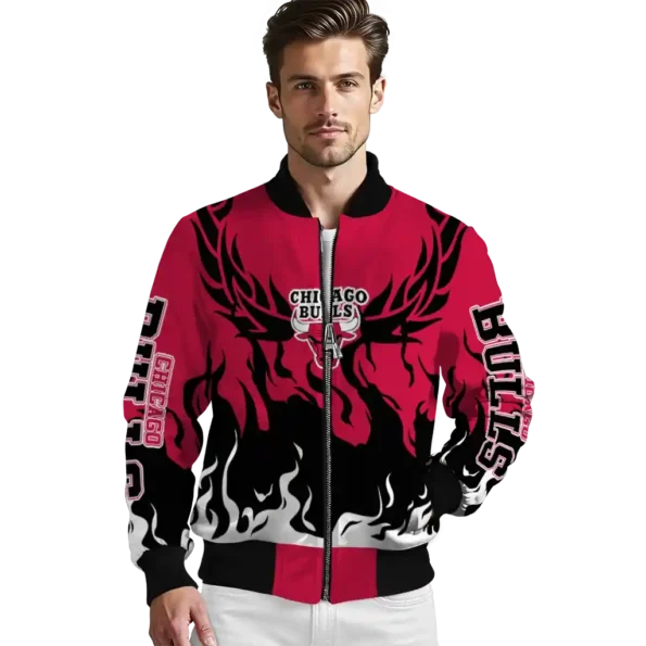 customized chicago bulls winged blaze red white bomber jacket high quality