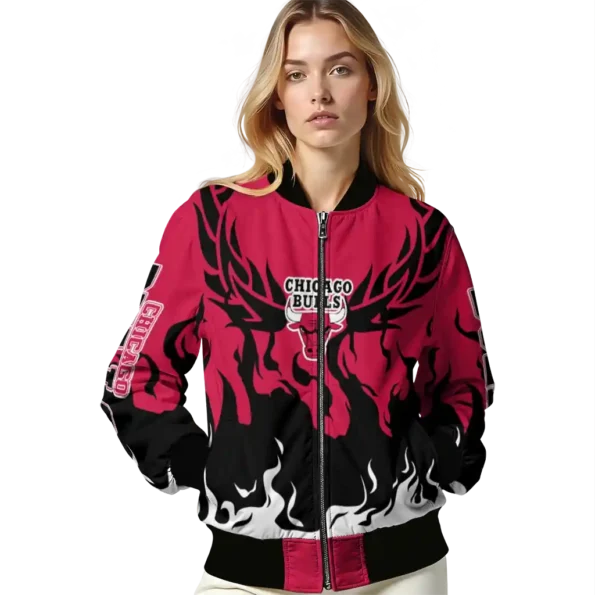 customized chicago bulls winged blaze red white bomber jacket latest model