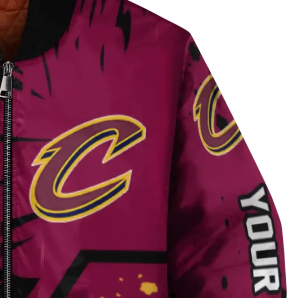 customized cleveland cavaliers hexagon cluster wine black bomber jacket premium grade