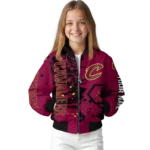 customized cleveland cavaliers hexagon cluster wine black bomber jacket best selling