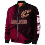 customized cleveland cavaliers hexagon mesh wine black bomber jacket best selling