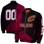 customized cleveland cavaliers hexagon mesh wine black bomber jacket best selling
