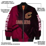 customized cleveland cavaliers hexagon mesh wine black bomber jacket best selling