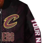 customized cleveland cavaliers hexagon mesh wine black bomber jacket best selling