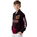 customized cleveland cavaliers hexagon mesh wine black bomber jacket best selling