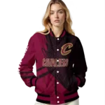 customized cleveland cavaliers hexagon mesh wine black varsity jacket best selling.webp