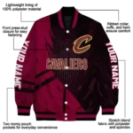 customized cleveland cavaliers hexagon mesh wine black varsity jacket best selling.webp