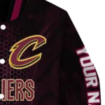customized cleveland cavaliers hexagon mesh wine black varsity jacket best selling.webp