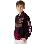 customized cleveland cavaliers hexagon mesh wine black varsity jacket best selling.webp