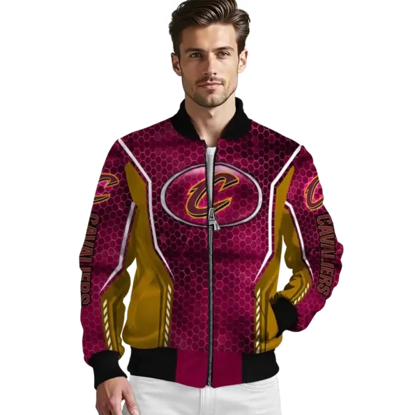 customized cleveland cavaliers power plate wine bomber jacket high quality