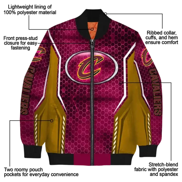 customized cleveland cavaliers power plate wine bomber jacket new arrival