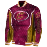 customized cleveland cavaliers power plate wine varsity jacket best selling.webp