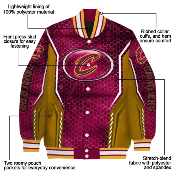 customized cleveland cavaliers power plate wine varsity jacket new arrival.webp