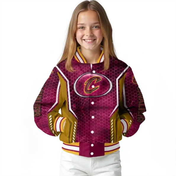 customized cleveland cavaliers power plate wine varsity jacket top rated.webp