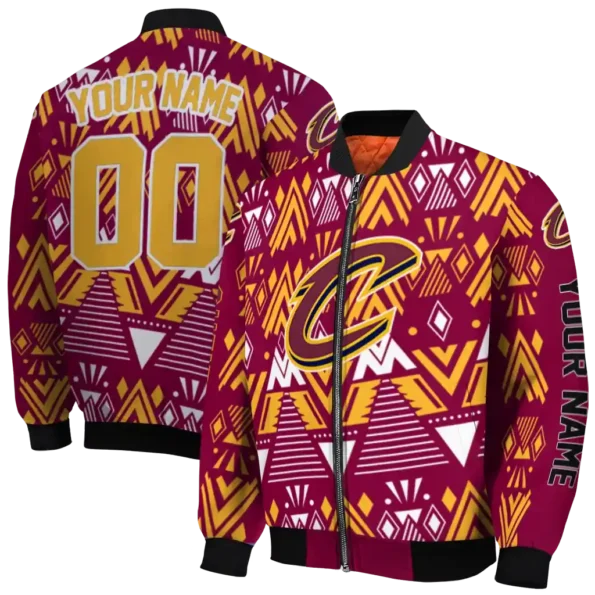 customized cleveland cavaliers pyramid shapes wine bomber jacket fashion forward