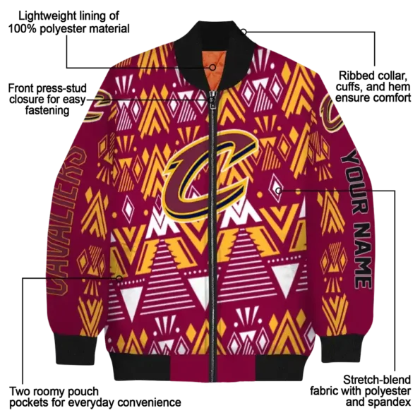 customized cleveland cavaliers pyramid shapes wine bomber jacket new arrival