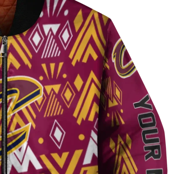 customized cleveland cavaliers pyramid shapes wine bomber jacket premium grade
