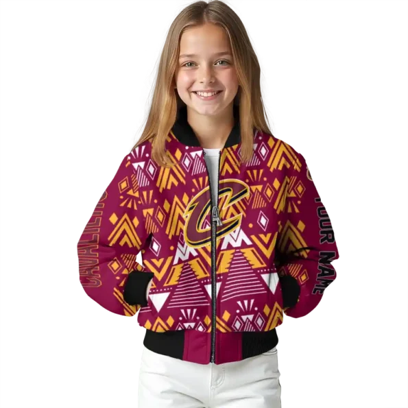 customized cleveland cavaliers pyramid shapes wine bomber jacket top rated