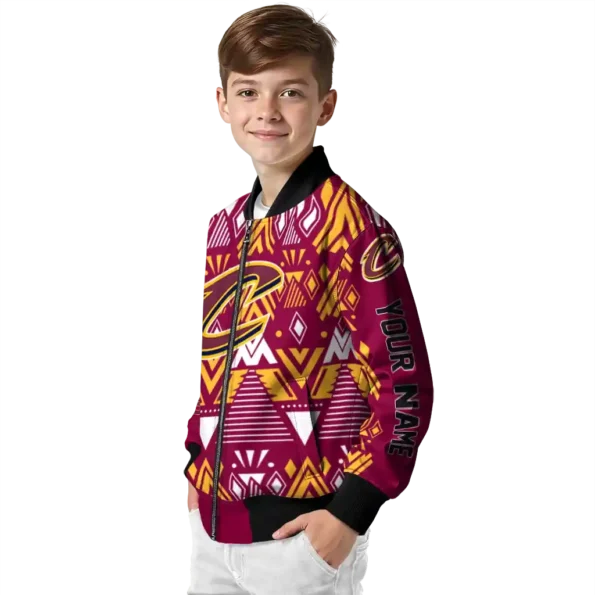 customized cleveland cavaliers pyramid shapes wine bomber jacket trendy