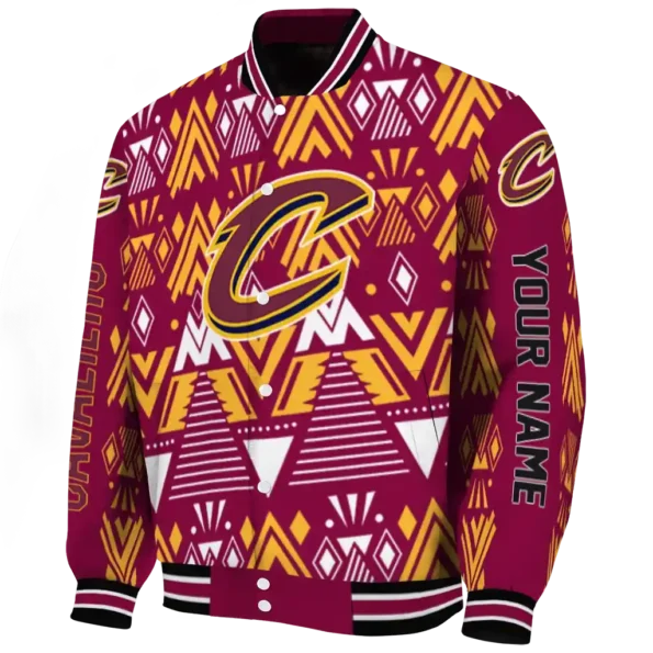 customized cleveland cavaliers pyramid shapes wine varsity jacket best selling.webp
