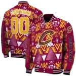 customized cleveland cavaliers pyramid shapes wine varsity jacket best selling.webp