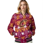 customized cleveland cavaliers pyramid shapes wine varsity jacket best selling.webp