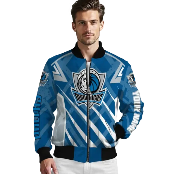 customized dallas mavericks chevron angles blue bomber jacket high quality