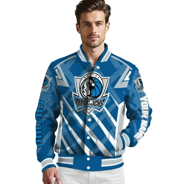 customized dallas mavericks chevron angles blue varsity jacket high quality.webp