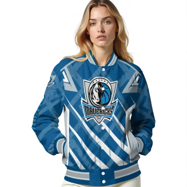 customized dallas mavericks chevron angles blue varsity jacket latest model.webp