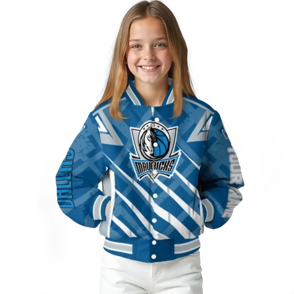 customized dallas mavericks chevron angles blue varsity jacket top rated.webp