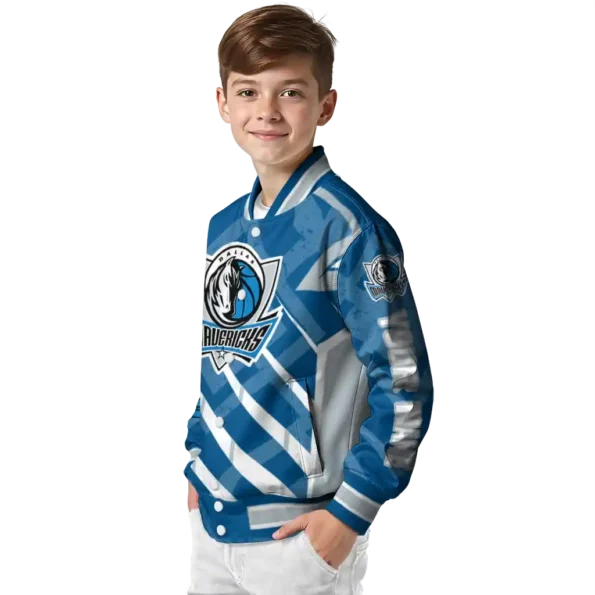 customized dallas mavericks chevron angles blue varsity jacket trendy.webp