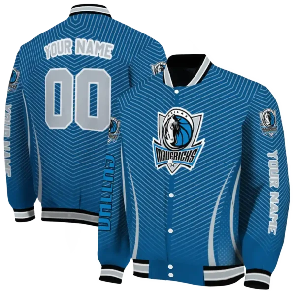 customized dallas mavericks chevron arrow blue varsity jacket fashion forward.webp
