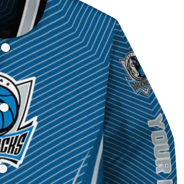 customized dallas mavericks chevron arrow blue varsity jacket premium grade.webp
