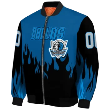 customized dallas mavericks flame border blue black bomber jacket best selling