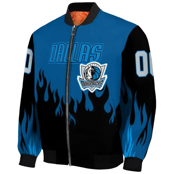 customized dallas mavericks flame border blue black bomber jacket best selling