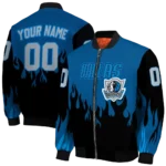 customized dallas mavericks flame border blue black bomber jacket best selling
