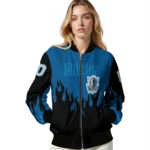 customized dallas mavericks flame border blue black bomber jacket best selling