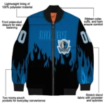 customized dallas mavericks flame border blue black bomber jacket best selling