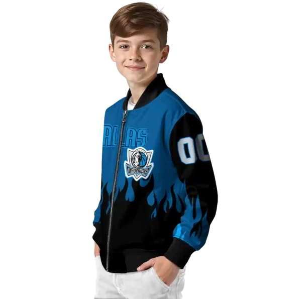 customized dallas mavericks flame border blue black bomber jacket trendy
