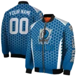 customized dallas mavericks hexagon grid blue bomber jacket best selling