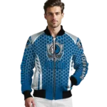 customized dallas mavericks hexagon grid blue bomber jacket best selling