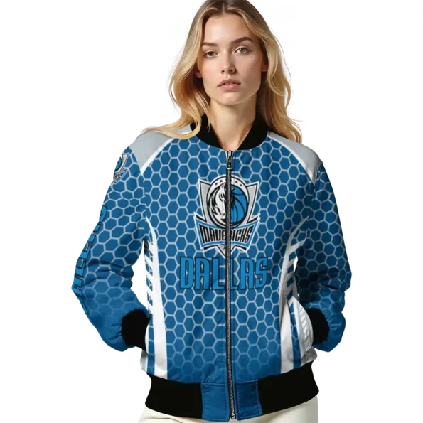 customized dallas mavericks hexagon grid blue bomber jacket latest model