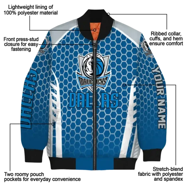 customized dallas mavericks hexagon grid blue bomber jacket new arrival