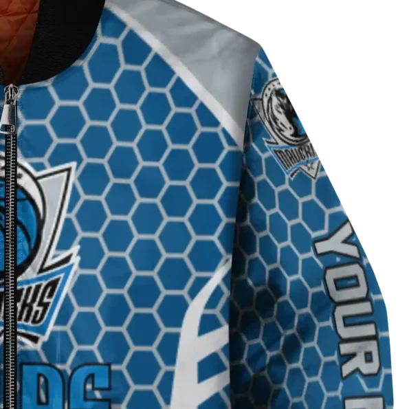 customized dallas mavericks hexagon grid blue bomber jacket premium grade