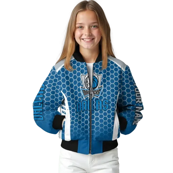 customized dallas mavericks hexagon grid blue bomber jacket top rated