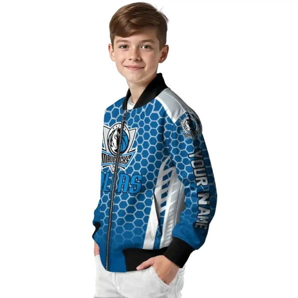 customized dallas mavericks hexagon grid blue bomber jacket trendy